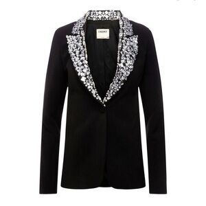 L'AGENCE Chamberlain Blazer Crystal Embellished Black New With Tags!